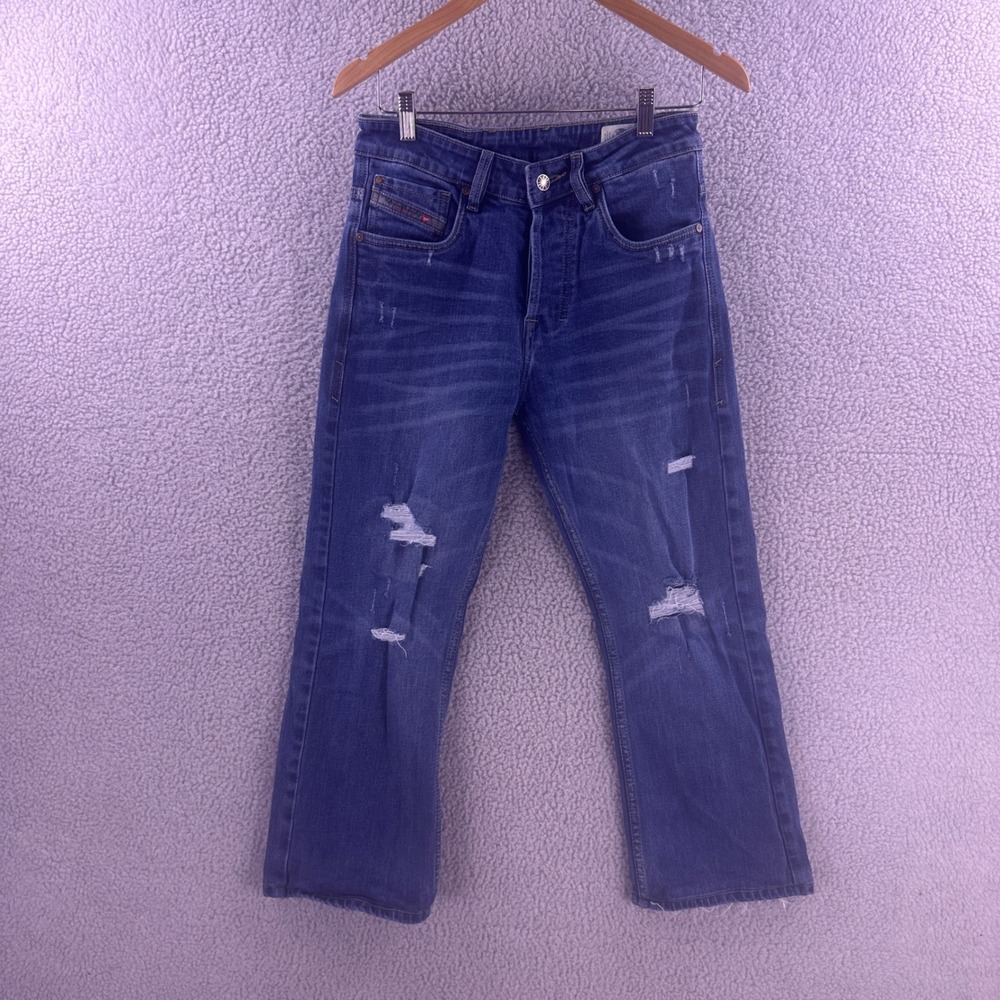 Diesel Zatiny Bootcut Jeans 30x25 Medium Wash Distressed Made in Italy Denim
